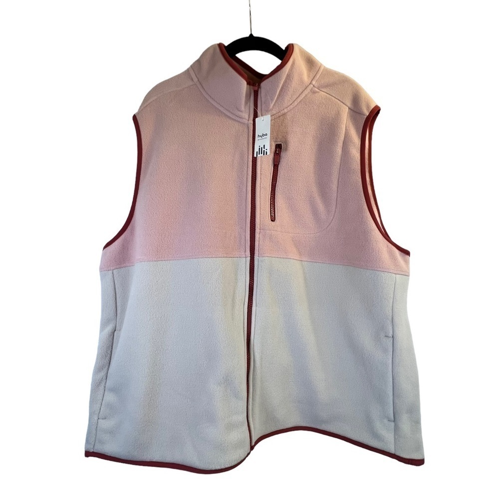 Hyba Women's Vest Size XXL Polar Colour Blocked Pink Tan Sleeveless